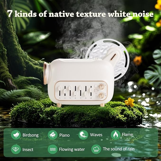 CLOZIA Essential Oil Diffuser for Home 120ml with Rotating Night Light & Sleep White Noise - Aromatherapy Diffuser Humidifier Auto-Off for Bedroom Yoga Room, Home Office Kids Relaxation