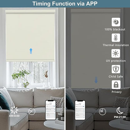 Bringnox No Drill Motorized Blinds with Remote,Blackout Windows,with Apple Homekit,Alexa,Google, with App,Voice Control Custom Size