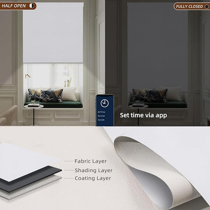 Motorized Roller Shade: 100% Blackout, Electric Blinds Compatible with Alexa/Google Home/Apple Homekit, Pure White
