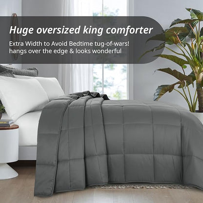 HOMBYS Alaskan King Comforter 132x120, Lightweight Quilted Down Alternative Duvet Insert for All Season,Grey,8 Corner Tabs