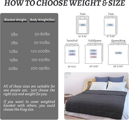 Weighted Blanket 12lbs Queen Size Dark Grey 60"x80" Weighted Blankets for Adults Heavy Blanket are Comfortable and Cozy
