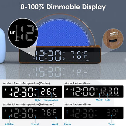 Sunrise Alarm Clock, Wake Up Light Dawn Simulator, Bedside Lamp Color Night Light with USB Charger, Sleep Aid, Loud Sunlight Alarm Clock for Heavy Sleepers Adults, Gift for Kids Teens Boys Girls