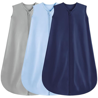 3 Pack Baby Sleep Sack 12-18 Months 100% Rayon Cotton Baby Sleeping Bag 2-Way Zipper Toddler Wearable Blankets,Comfy Stretchy Thin Sleep Sacks.TOG 0.3 (Large)