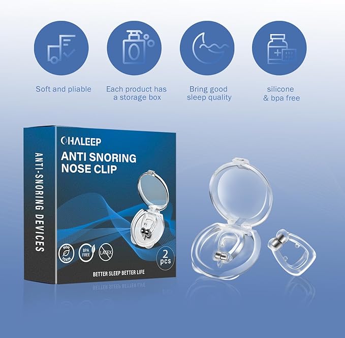 Anti Snoring Devices, Snore Stopper with Adjustable Magnet, Nasal Dilators Silicone Nose Clip Stop Snoring, Effective to Relieve Snoring, Snoring Solution for Comfortable and Quieter Sleep, M