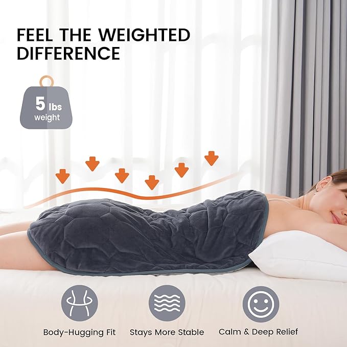 immtree Weighted Heating Pad for Period Cramps, 29" x 24" Extra Large Electric Heated Pads 5 lbs, Back Shoulder Knee Abdomen Pain Relief, Soft Warm Heavy Lap Blanket, Dark Grey