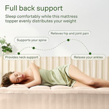 Ultra Soft Twin Size Mattress Topper - Viscose Made from Bamboo Pillow Top Mattress Pad for Back Pain Relief - Naturally Cooling for Hot Sleepers, Beige