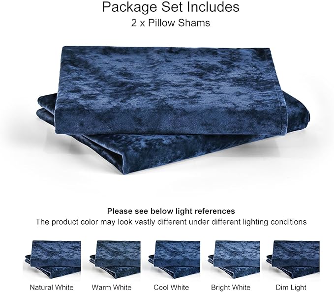 PHF Truly Velvet Pillowcases Standard Size, No Insert, 2 Pack Ultra Soft Breathable Pillow Shams Covers with Envelope Closure, 20" X 26" Luxury Cozy Warm Fuzzy Flannel, Navy Blue