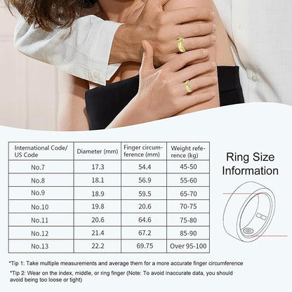 Smart Ring for Women Men,Fitness Tracker Ring with Heart Rate, Sleep Monitoring, Blood Oxygen, Step Counting for iOS and Android, No Subscription Fee, Waterproof, Valentines Day Gifts(Black, 9)