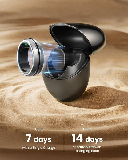 RENPHO Lynx Smart Ring-All Day Sleep & Activity Tracking, Includes Charging Case, Gifts for Men, 7-Day Battery Life, Subscription-Free App for iOS & Android, Size Before You Buy (Silver, Size 11)