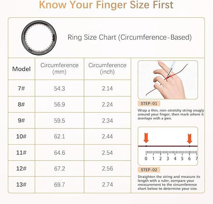 Fit Ring for Women Men, Ring Health Tracker with Heart Rate,Blood Oxygen,Heart Rate Variability, Stress, Sleep Monitor, Step Counter, Smart Ring for iPhone & Android, No Subscription Fee (Black, 8#)