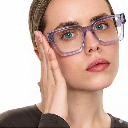 livho Oversized Eyewear Frame for Woman and Men - Rectangle Fashion Glasses for Computer, Chic Preppy Frame
