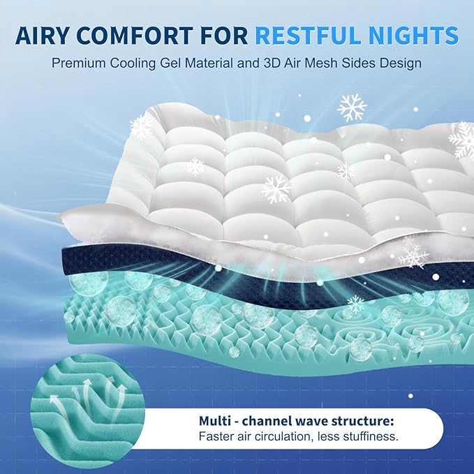 Breathable Dual Memory Foam Mattress Topper-V1 (Twin,39"x75")