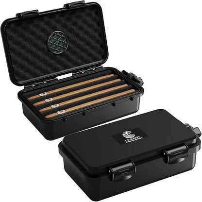Cigar Humidor, ClGCRAFT Travel Cigar Humidor Box- Portable Cigar Case with Humidifier Disc, Waterproof, Essential Airtight Travel Humidor Kit for Cigar Aficionados (Holds up to 4 Cigars)