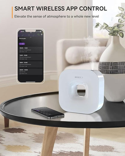 MEIDI Waterless Essential Oil Diffuser - Bluetooth Cordless Aromatherapy Diffuser with App Control, Smart Timer Setting, Hang-up Design and Wide Coverage for Home, Office, Hotel and SPA (White)