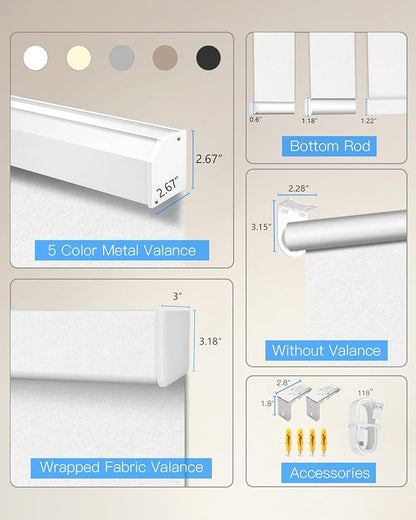 Motorized Roller Shade with Remote Control, Blackout Electric Shade for Windows Compatible with Alexa Google via Hub, Rechargeable Smart Window Blind Customized Size (Pure White)
