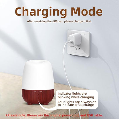 150ML Cordless Essential Oil Diffuser, Rechargeable Battery-Operated Quiet Aromatherapy Diffuser with 7-Hour Runtime,2 Timer Settings & 7-Color LED Light for Bathroom,Bedroom,Living,Room