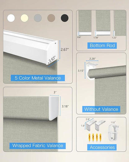 Motorized Light Filtering Roller Shades with Remote Control, Smart Blinds for Windows Compatible with Alexa Google via Hub, Rechargeable Electric Window Shade Customized Size (Light Grey)