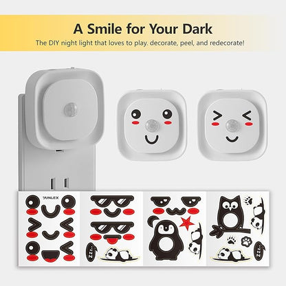 2 Pack Plug in Night Light with Motion Sensor & Dusk to Dawn Sensor, 3 Sensor Modes, Auto ON/Off, Dimmable, Night Lights Plug into Wall for Bathroom, Kitchen, Adults, Indoor, Light Blue