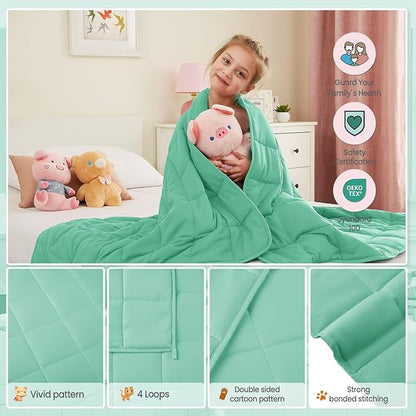 HOSUKKO Weighted Blanket - 10 lbs Green Heavy Blanket - Breathable Blanket(41 * 60 inches, 10 lbs)