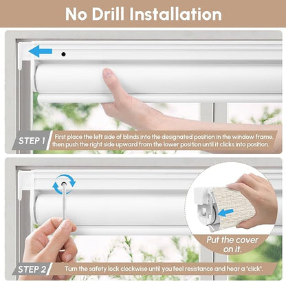 Kincmo No Drill Motorized Blinds with Remote, 100% Blackout Roller Shades for Windows, Custom Electric Blinds Compatible with Alexa, Apple Homekit, Google Home (100% Blackout Classic Warm)