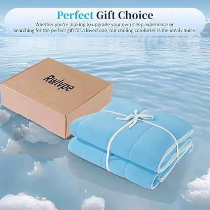 Rwlvpe Cooling Comforter Queen Size, Double-Sided Cooling Blanket for Hot Sleepers Night Sweats, Summer Comforter for Queen Size Q-Max>0.45 Ice Blanket Breathable Soft Lightweight Comforters, 90"x90"