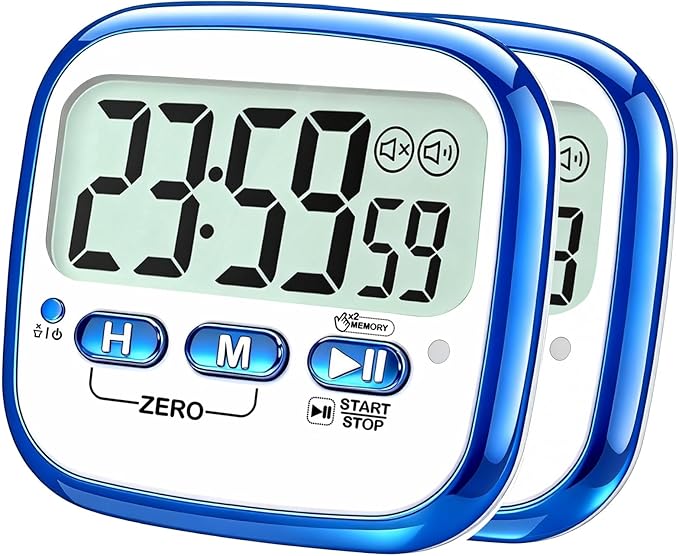 2-Pack Magnetic Kitchen Timers for Cooking, Digital Stop Watch Countdown Timer for Kids, Teachers, Classroom, Office, Exercise - Battery Included