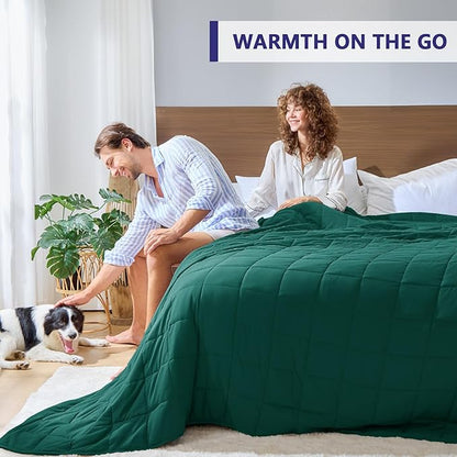 yescool Weighted Blanket for Adults (25 lbs, 80” x 87”, Dark Green) Cooling Heavy Blanket for Sleeping Perfect for 240-260 lbs, Queen Size Breathable Blanket with Premium Glass Bead, Machine Washable
