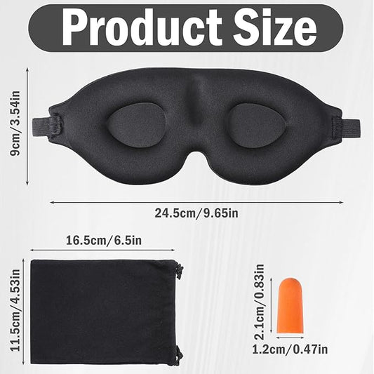 Sleep Mask for Side Sleeper Women Men, 3D Contoured Sleeping Mask, 99% Light Blocking Zero Eye Pressure Cup Blindfold with Adjustable Elastic Strap and Foam Ear Plugs for Sleeping, Yoga, Traveling