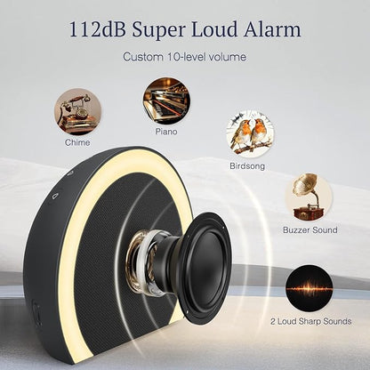 ANJANK Super Loud Alarm Clock with Wireless Bed Shaker, Vibrating Dual Alarm with Light Wake Up for Heavy Sleepers & Hearing Impaired, 9-Color Night Light, 5 Sounds, 0-100% Dimmer, USB Charger