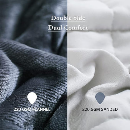Satwip Grey Weighted Blanket 15 Pounds, Fuzzy Warm Flannel Throw Blanket with Soft Breathable Sanded, 48 x 72 inches, Grey