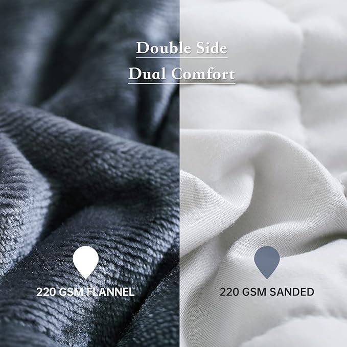 Satwip Weighted Blanket 20lbs Queen Size Fuzzy Warm Flannel Throw Blanket with Soft Breathable Sanded, 60 x 80 inches, Grey
