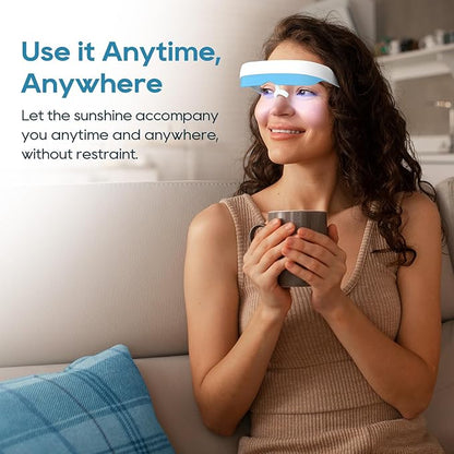 Light Therapy Glasses, Glasses Therapy Lamp Portable Daylight Lamp Natural Relief for Sleep Problems, Mood Disorders and Jet lag, Light Therapy Lamp Glasses Adjustable Brightness and Timer