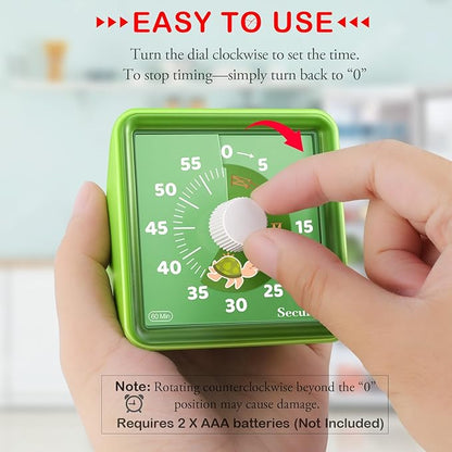 Secura 60-Minute Visual Countdown Timer for Kids & Adults, Classroom Time Management Tool (Green & Green)