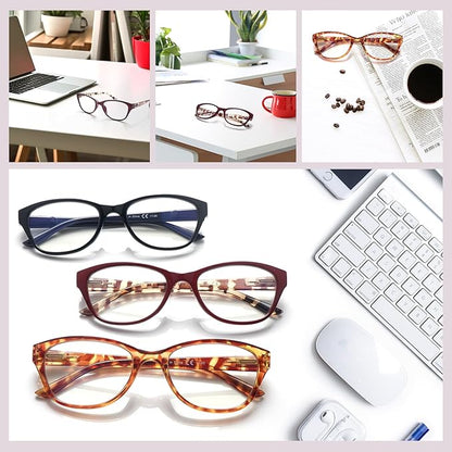 COJWIS 5 Pack Reading Glasses for Women Blue Light Blocking Computer Readers with Spring Hinge Anti Eye Strain Eyewear