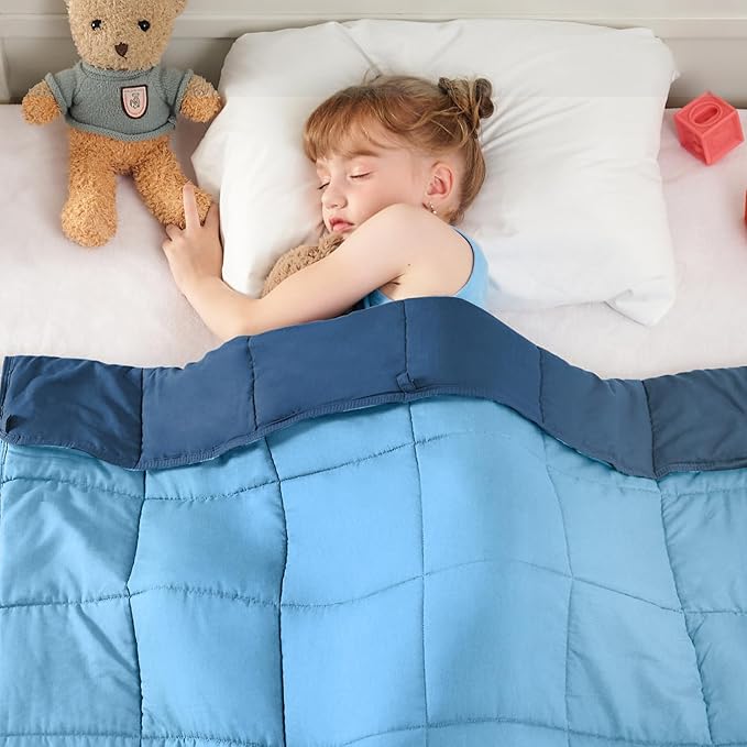 yescool Blue Weighted Blanket 10 Pounds Twin Cooling Weighted Lap Blanket, Heavy Blankets for Sleeping, Weighted Throw Blanket Gift for 80-110lbs, 40" x60