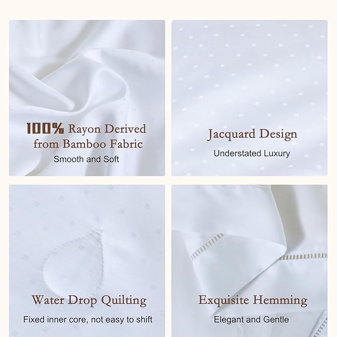 YOUR MOON Luxurious Summer/Spring Lightweight Mulberry Silk Comforter King Size,100% Natural Long Strand Silk Fill Duvet, Luxury Bedding, Cooling Rayon Derived from Bamboo Shell (White)