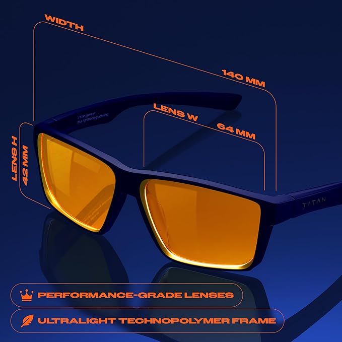 Titan Gaming Glasses, Blue Light Blocking, Night Driving Glasses for Men, Computer Protection Christmas Gift for Gamers