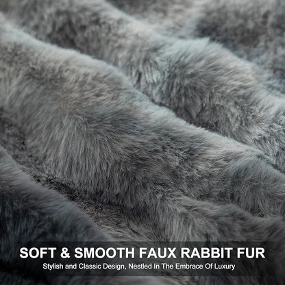 Faux Fur Heated Blanket Queen Size 84"X90" - Bubble Faux Fur Electric Blanket Fluffy Soft Fuzzy with 6 Fast Heating Levels & 10 hrs Timer Settings, Washable & ETL Certified for Bed, Tie-Dye Blue