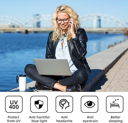 Okany 3 Pack Blue Light Blocking Glasses for Women Men, Round Computer Glasses Anti Eye Strain/UV/Glare Gaming Glasses
