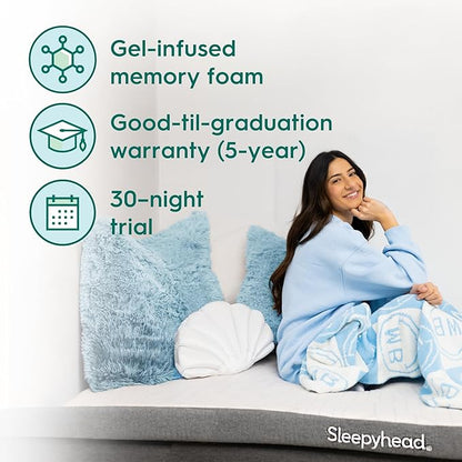 Sleepyhead Twin 3 Inch Premium Gel Mattress Topper – Gel Memory Foam Mattress Topper for College Dorm Beds – Cooling, Pressure Relief, Washable Cover, CertiPUR-US Certified (Twin 3")