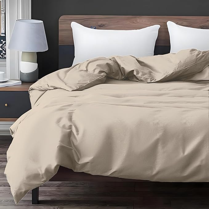 ZonLi 80"x87" Khaki Duvet Cover, Oeko-texCertified 100% Cotton, King Size RemovableDuvet Cover for Weighted Blanket