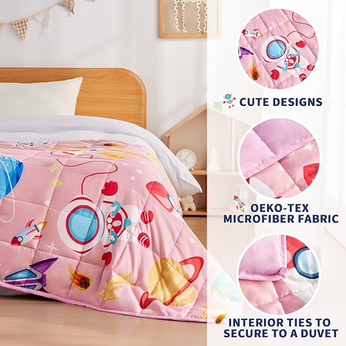 anfie Weighted Blanket Kids(50"x60" 5lbs) Weighted Blanket Cooling Blanket for Sleeping,Throw Size Breathable Blanket with Premium Glass Bead(Pink Aerospace)