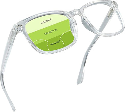 YEIN Progressive Multifocus Reading Glasses, Spring Hinge Blue Light Blocking Glasses for Women Men, No Line Multifocal Readers with Clear Lenses (+0.50/+2.75 magnification)