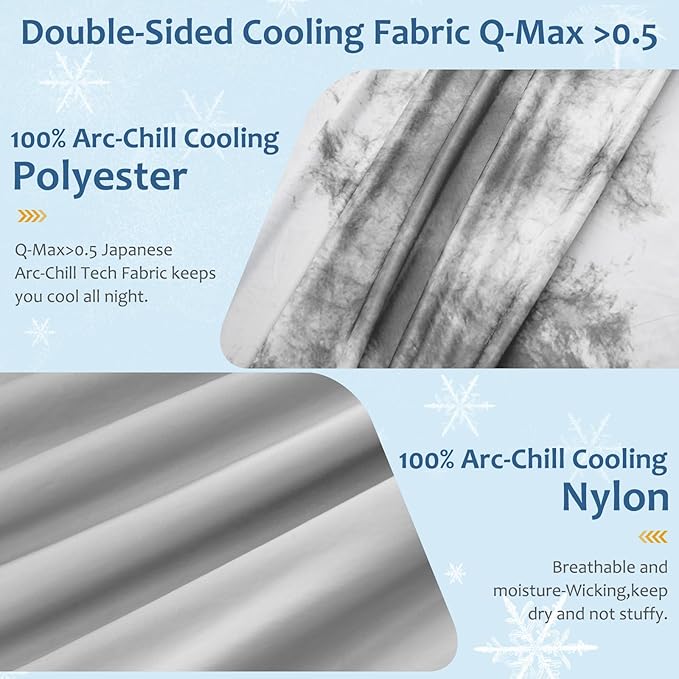 Marchpower Cooling Blanket for Hot Sleepers Queen Size, Double Sided Arc-Chill Cooling Fabric Q-Max>0.5, Cooling Blanekt for Hot Flashes and Night Sweats, Cool Blanekt Cold Blanket for Summer Blue