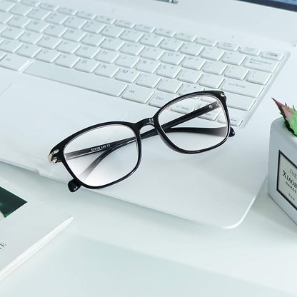 VisionGlobal Blue Light Blocking Glasses for Women/Men, Anti Eyestrain, Computer Reading, TV Glasses, Stylish Square Frame, Anti Glare(Black,+1.00 Magnification)