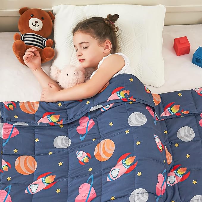 yescool Weighted Blanket 5 Pounds Cooling Weighted Lap Blanket, Space Plane Heavy Blankets for Sleeping, Breathable Weighted Throw Blanket for 40-60lbs, 36"x48"