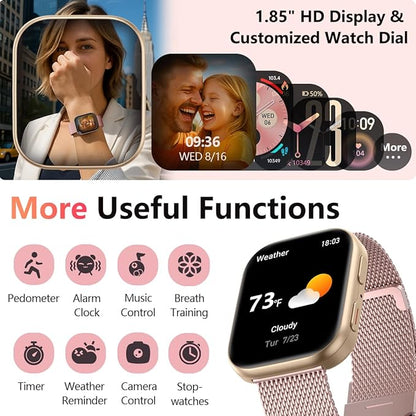 MorePro Health Fitness Tracker with 24/7 Heart Rate/Blood Pressure Monitor, Blood Oxy-gen/Sleep Tracking, 120+ Sports Activity Tracker, Smart Watch (Make/Answer Call) with Step Counter for Women Men