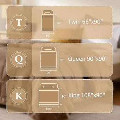 downluxe Queen Size Blanket with Satin Trim, Lightweight Down Alternative Blankets Queen Size for All Season, Machine Washable (Brown, 90x90 Inch)