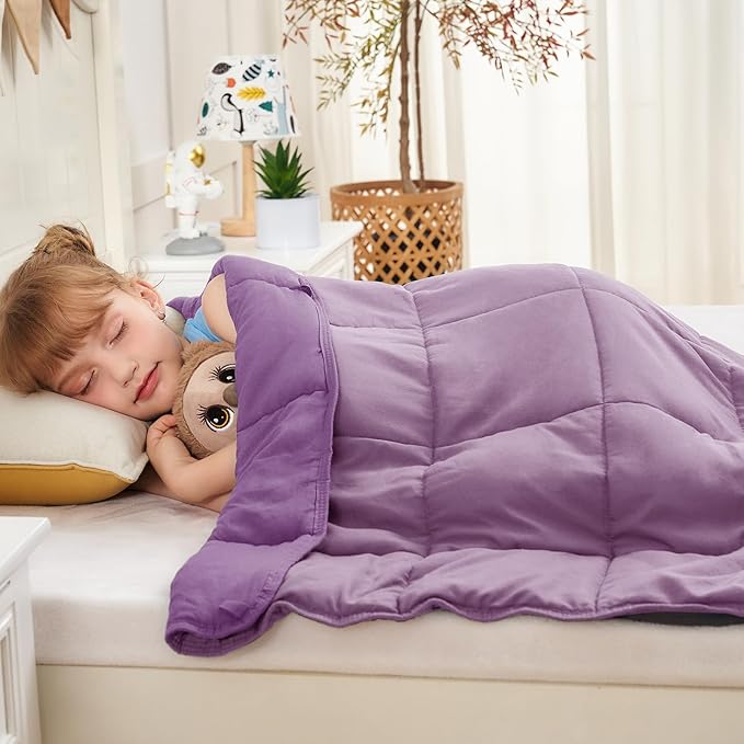 yescool Purple Weighted Blanket 5 Pounds Cooling Weighted Lap Blanket, Heavy Blanket for Sleeping, Weighted Throw Blanket Gift for 40-60lbs, 36"x48"