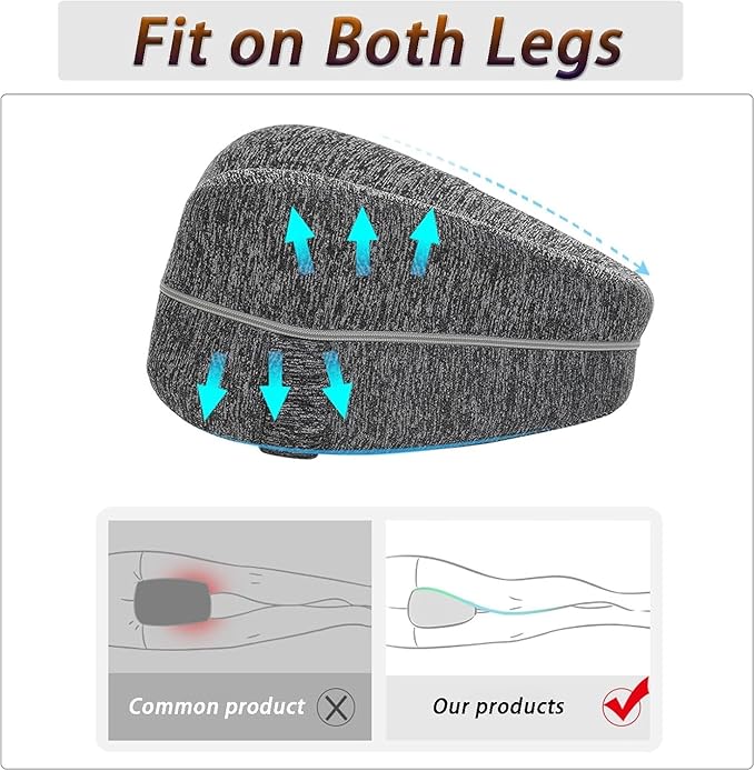 Alignment Pillow for Side Sleepers - 2025 Upgraded Knee Pillow for Hip Pain Relief, Sciatica, Leg Comfort w/Machine Washable Cover & Memory Foam (Gray)